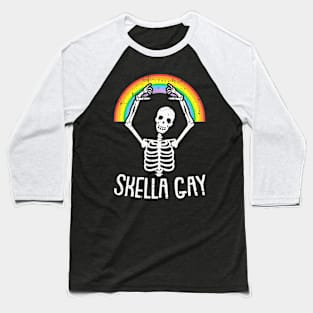 Gay Skeleton Halloween Costume  Skull LGBT-Q Baseball T-Shirt